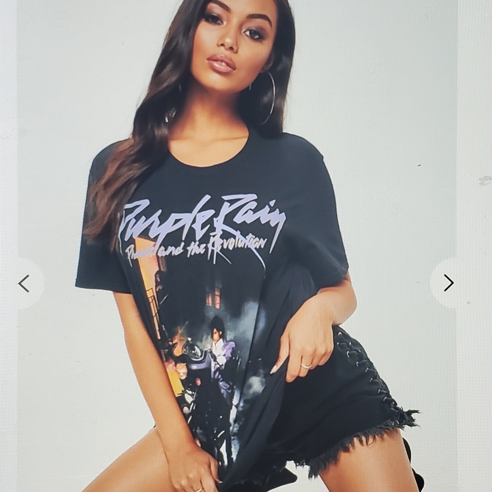 Missguided tshirt black purple rain graphic tee